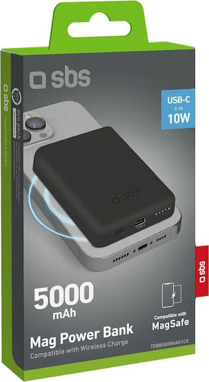 SBS MagSafe Power Bank 5000mAh 5W with USB-C Port Black view 2