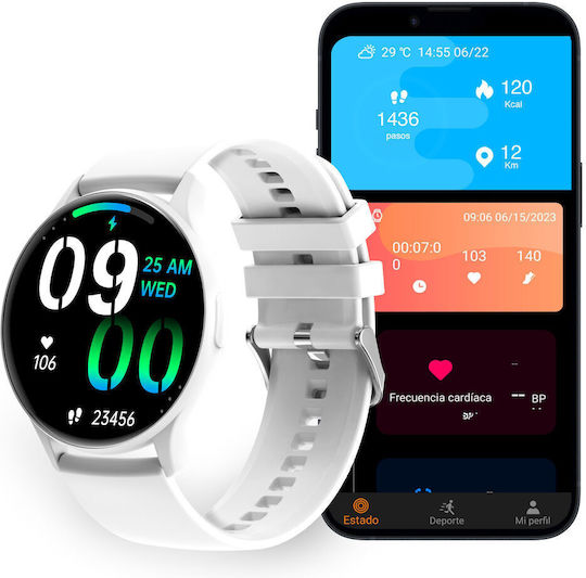 Ksix Core Aluminium Smartwatch with Heart Rate Monitor (White) view 2