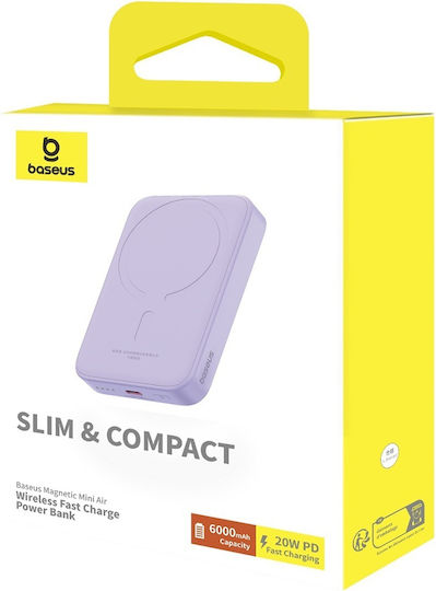 Baseus Mini Air MagSafe Power Bank 6000mAh 20W with USB-C Port Purple vue 4