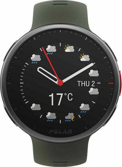 Polar Vantage V2 Aluminium 47mm Waterproof Smartwatch with Heart Rate Monitor (Black with Green Strap)