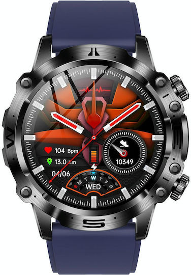 Et482 1.43 Inch Amoled Screen Sports Smart Watch Support Bluethooth Call Ecg Function Blue Silicone Band view 2