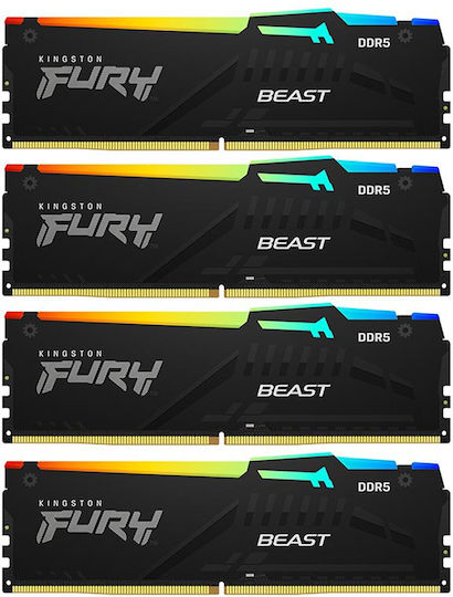 Kingston Fury Beast RGB DDR5 64GB RAM with 4x16GB Modules and Speed 5600 for Desktop KF556C40BBAK4-64 view 4