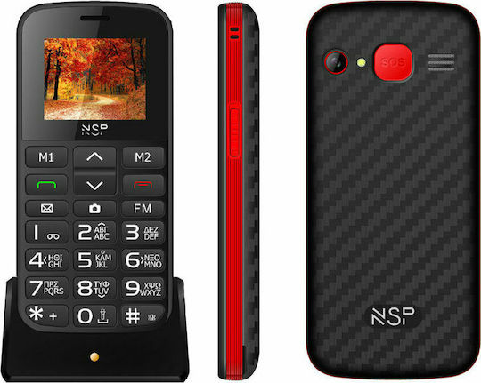 NSP 2000DS Dual SIM Mobile with Large Buttons Black Red view 4