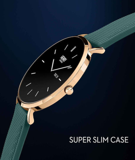 Henry London Smart Stainless Steel 43mm Smartwatch with Heart Rate Monitor (Rose & Teal Silicone) view 6