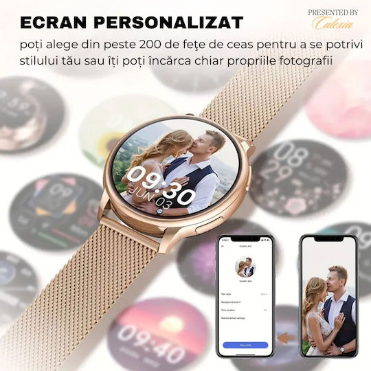 Ceas Y11 42mm Smartwatch with Heart Rate Monitor (Gold) view 9