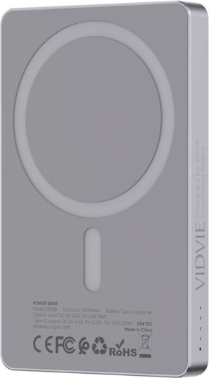 Vidvie PB789 MagSafe Power Bank 5000mAh 20W with USB-C Port Power Delivery Gray view 1