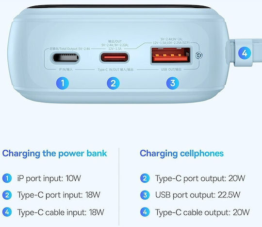 Baseus Qpow 2 Power Bank 20000mAh 22.5W Blue view 4