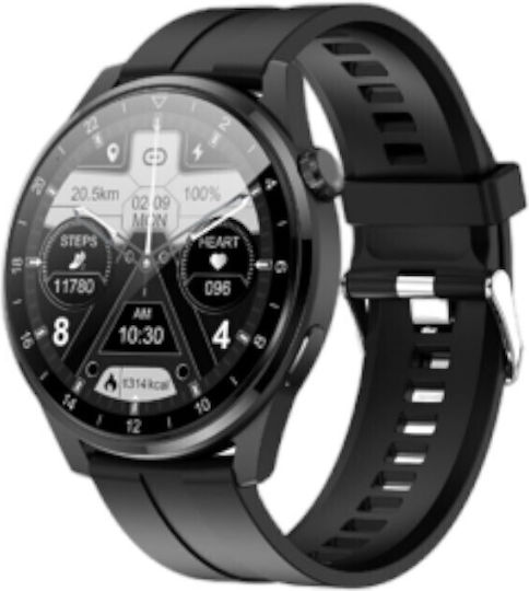 Fit Me One Max Stainless Steel 45mm Smartwatch with Heart Rate Monitor (Black)