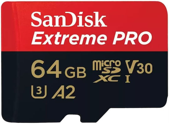 Sandisk Extreme Pro microSDXC 64GB U3 V30 A2 UHS-I 200MB/s with Adapter