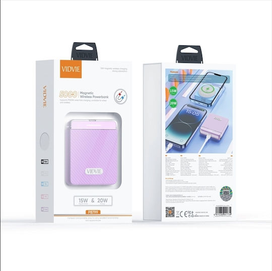 Vidvie PB799 MagSafe Power Bank 5000mAh 20W with USB-C Port Power Delivery Purple view 2