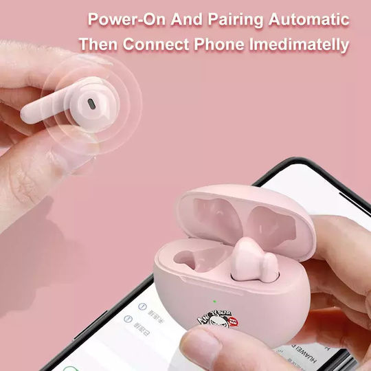 Nubi QT5 Angry Bear In-ear Bluetooth Handsfree Earphones with Charging Case Pink vue 5