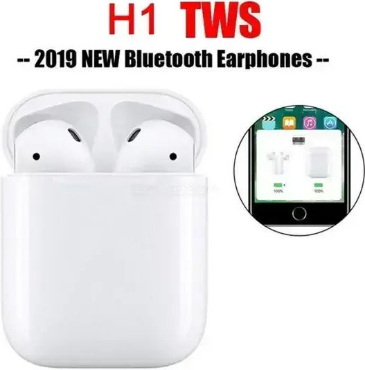 H1 Earbud Bluetooth Handsfree Earphones with Charging Case White view 5