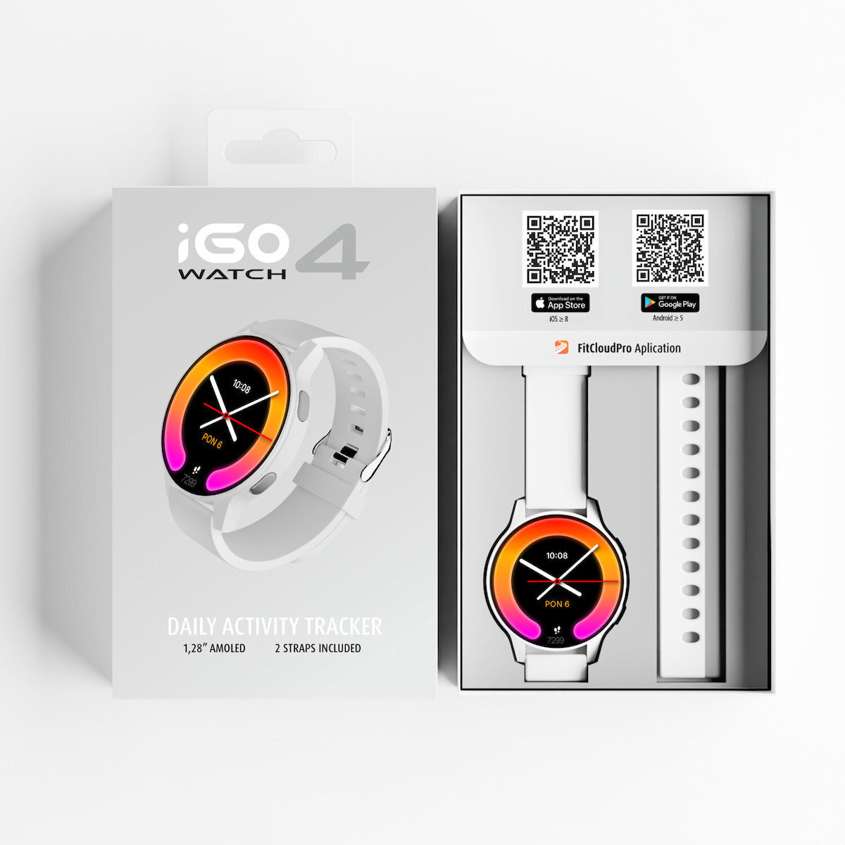 Forever iGo Watch 4 JW-600 46mm with Pedometer Heart Rate Sleep Monitoring Features Vibration Speaker Microphone Waterproof Water Contact Large Case Size White view 6