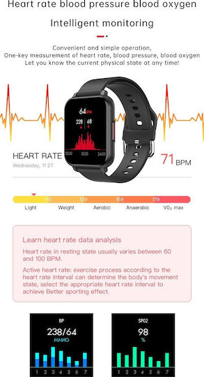 T82 Smartwatch with Heart Rate Monitor (Black) view 4