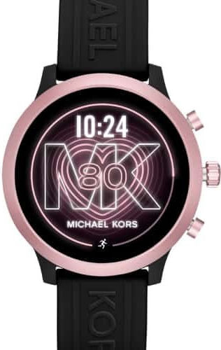 Michael Kors Access MKGO Stainless Steel 43mm Smartwatch with Heart Rate Monitor (Black / Pink) vue 4