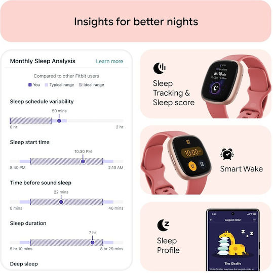 Fitbit Versa 4 Aluminium Waterproof Smartwatch with Heart Rate Monitor (Pink Sand/Copper Rose) view 6