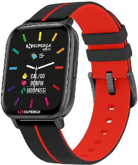 Superga SW-STC018 40mm Smartwatch with Heart Rate Monitor (Black/Red)