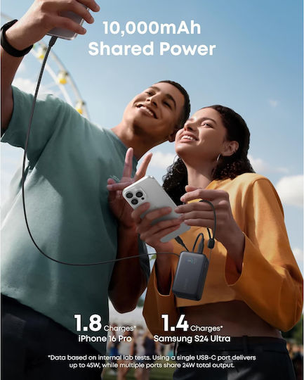 Anker Nano Power Bank 10000mAh 45W with USB-A Port and USB-C Port Power Delivery Black view 5