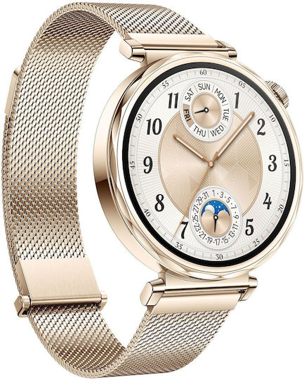 Huawei Watch GT 5 41mm Waterproof with Heart Rate Monitor (Gold Milanese Strap) view 3