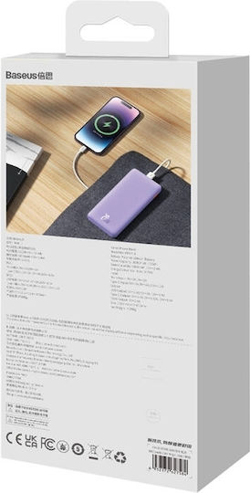 Baseus Airpow Power Bank 10000mAh 20W with USB-A Port and USB-C Port Power Delivery Purple view 9