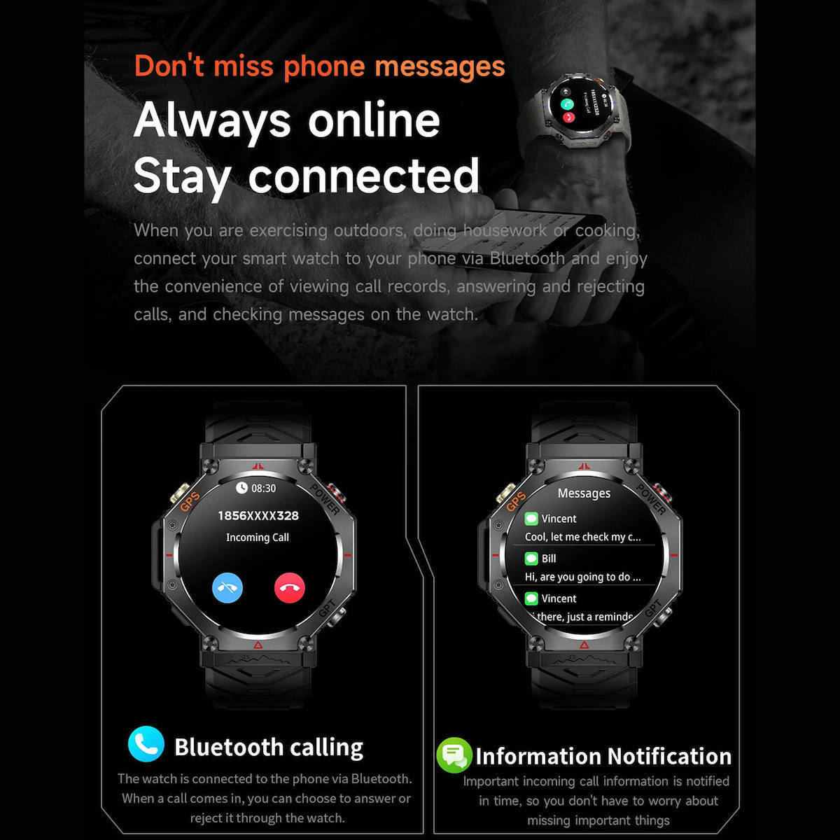 Smartwatch Microwear Kc91 Pink Silicone view 2