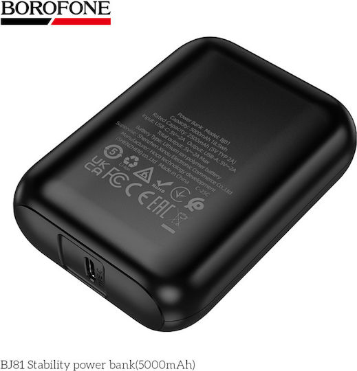 Borofone BJ81 Power Bank 5000mAh 18.5W with USB-A Port Black view 3