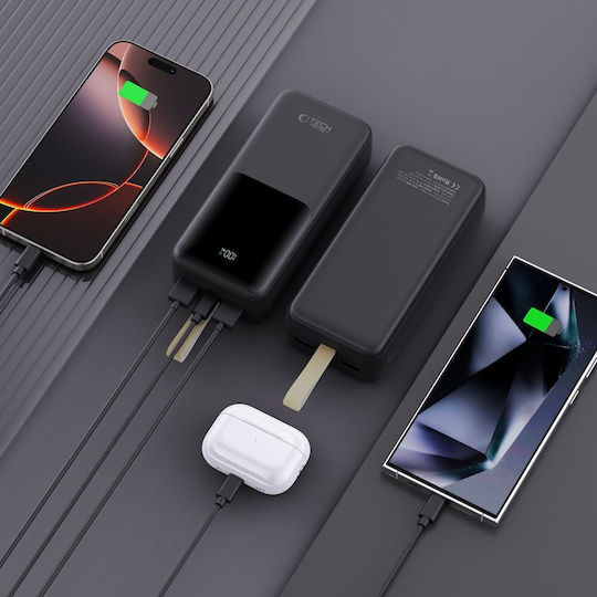 Tech-Protect PB03 Power Bank 30000mAh 22.5W with 2 USB-A Ports and USB-C Port Black view 2