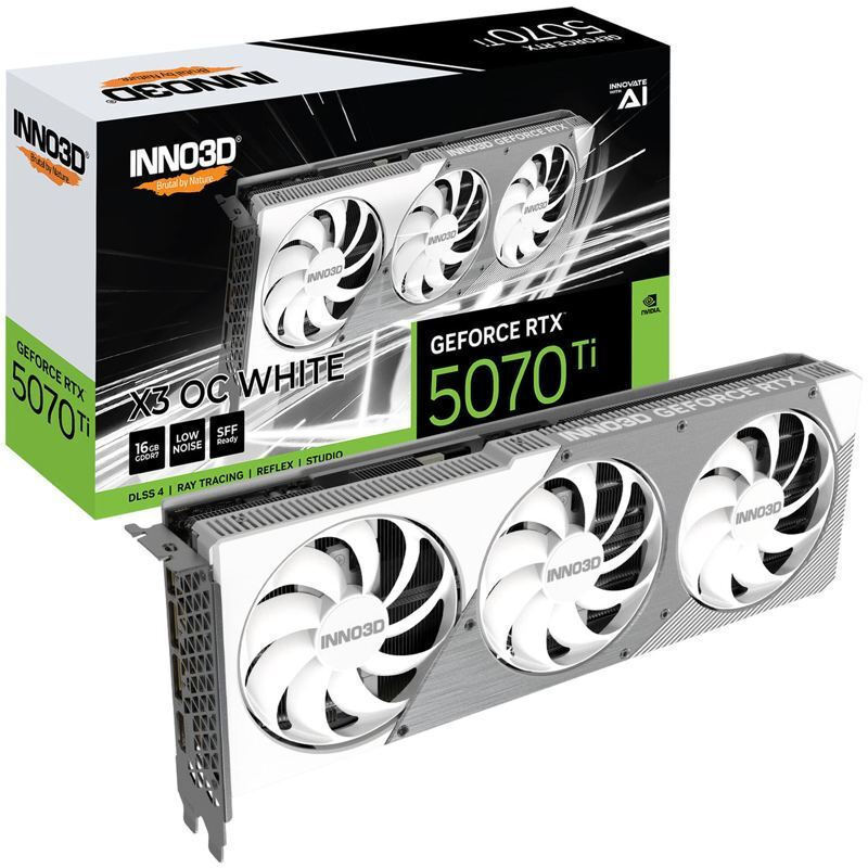Inno 3D GeForce RTX 5070 Ti 16GB GDDR7 X3 OC WHITE Graphics Card N507T3-16D7X-176068W