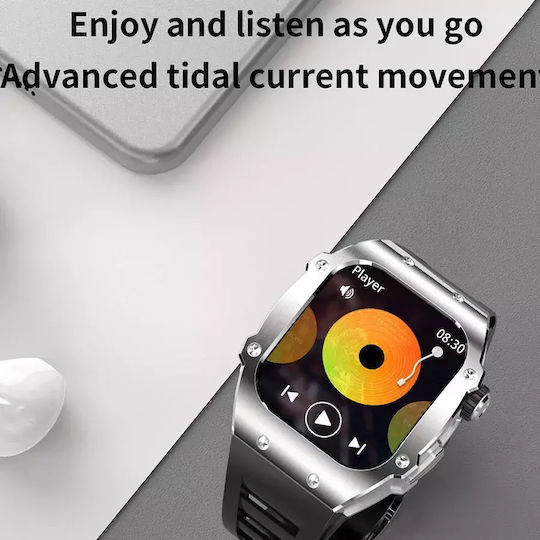 Men's Smart Watch Nubi Ak55 Amoled Display Bluetooth Call 650 Mah Battery Pulse Calories Blood Pressure Remote Camera Ai Voice Assistant Silver view 3