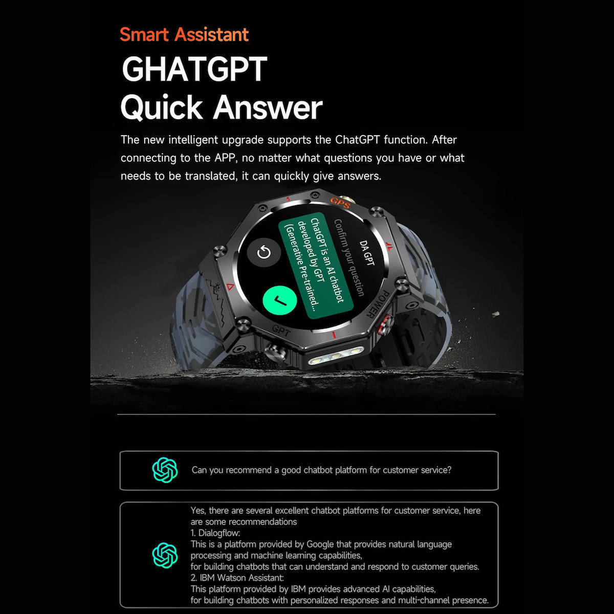 Microwear Kc91 Smartwatch Black Camo Silicone view 4