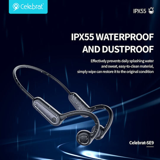 Celebrat SE9 Bone Conduction Bluetooth Handsfree Earphones with Sweat Resistance Black vista 4