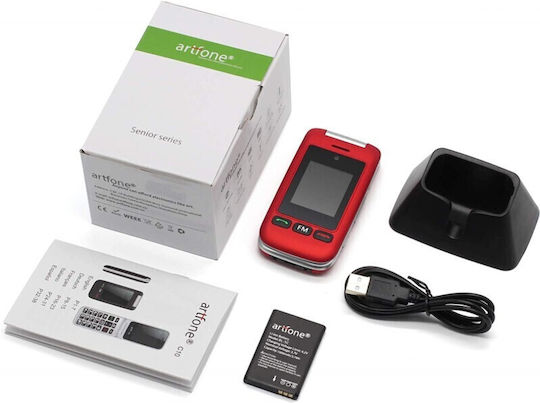 Artfone Artfone C10 Flip Dual SIM Mobile with Large Buttons Red view 3