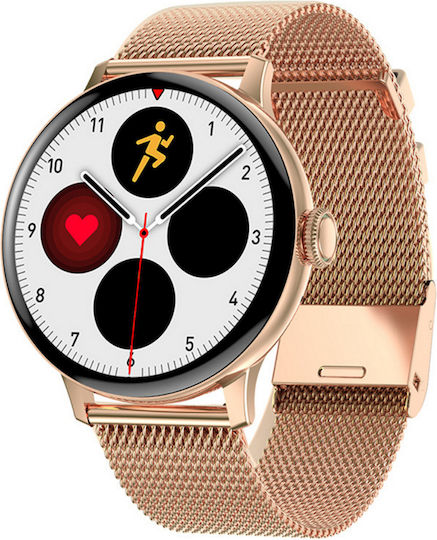 Idealstore Smartwatch Extremepro Collection 1.3 Inch 3d High-definition Full Touch Display Android Ios Heart Rate Monitoring Sleep Tracking Menstrual Cycle Tracking Calories Burned Ip68 Call Notifications Messages Whatsapp Metallic Gold Color