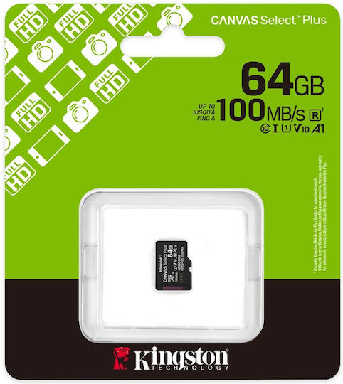Kingston Canvas Select Plus microSDXC 64GB U1 A1 100MB/s with Adapter view 3