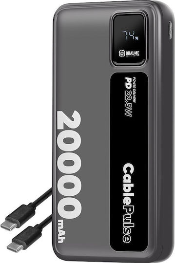 Obal:Me CablePulse Power Bank 20000mAh 22.5W with USB-A Port and USB-C Power Delivery Port Black