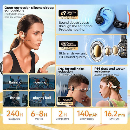 Remax RB-S18 Bone Conduction Bluetooth Handsfree Earphones with Sweat Resistance Black vista 3