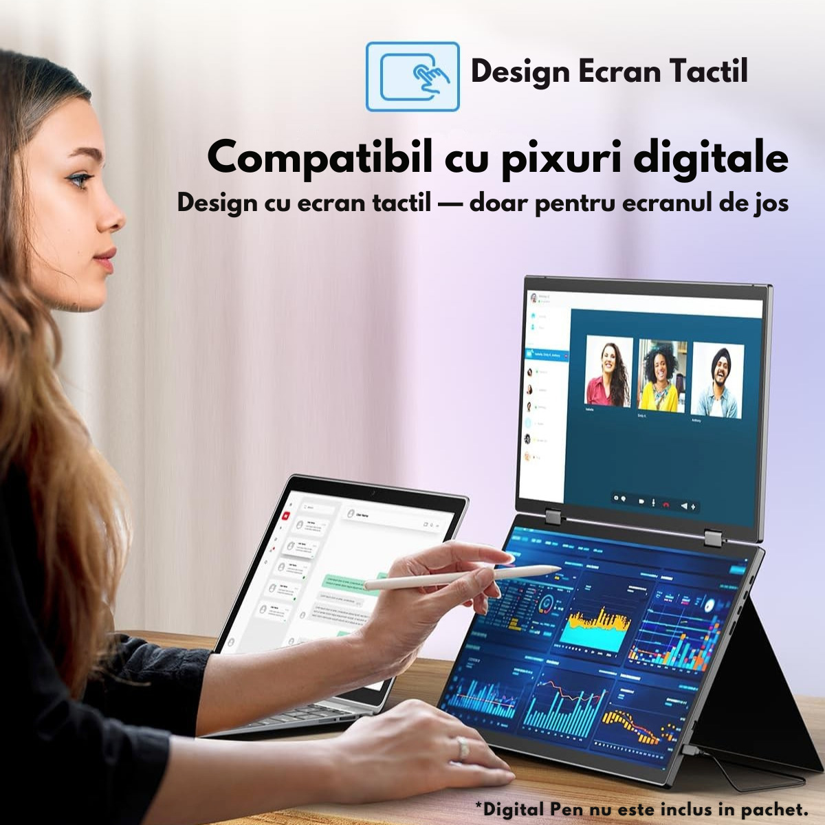Qova IPS Touch Portable Monitor 15.6" FHD 1920x1080 White view 6