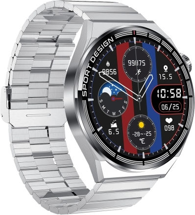 Hdt 3 Max 1.6 Inch Steel Band Ip67 Waterproof Smart Watch Support Bluetooth Call Nfc Silver