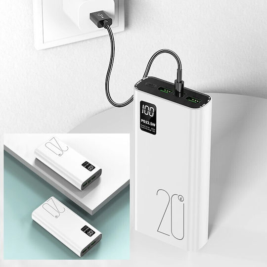 Power Bank 20000mAh with 2 USB-A Ports and USB-C Port White vue 4