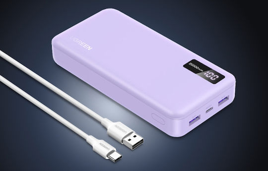 Ugreen PB312 65589B Power Bank 20000mAh 20W with 2 USB-A Ports and USB-C Port Power Delivery Pink view 7