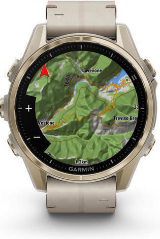 Garmin Fenix 8 Stainless Steel 43mm Waterproof Smartwatch with Heart Rate Monitor (Sapphire, Soft Gold with Limestone Leather Band) view 4