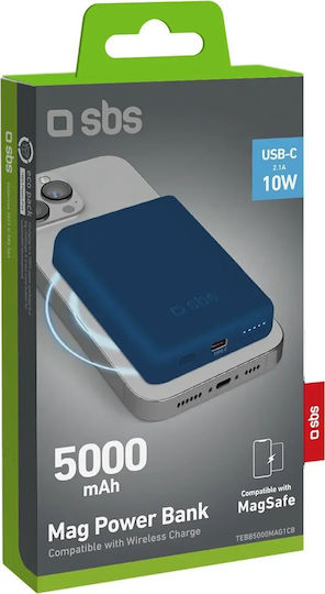 SBS MagSafe Power Bank 5000mAh 5W with USB-C Port Blue view 2