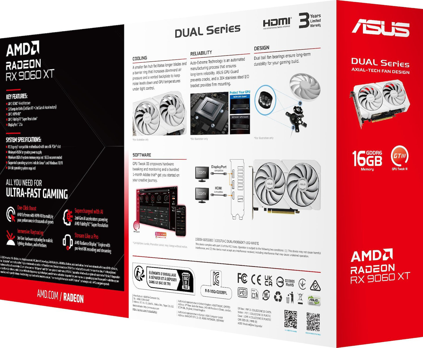 Asus Radeon RX 9060 XT 16GB GDDR6 Dual White Graphics Card 90YV0LG3-M0NA00 view 8