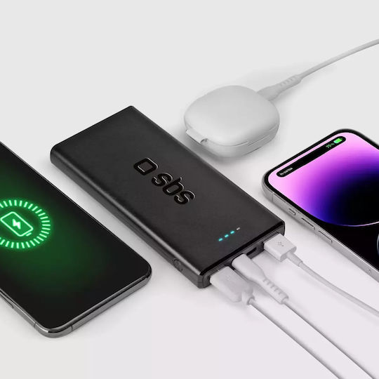 SBS Power Bank 10000mAh 20W with 2 USB-A Ports and USB-C Port Power Delivery Black view 7