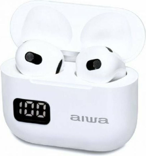 Aiwa EBTW-100 Earbud Bluetooth Handsfree Earphones with Charging Case White view 1