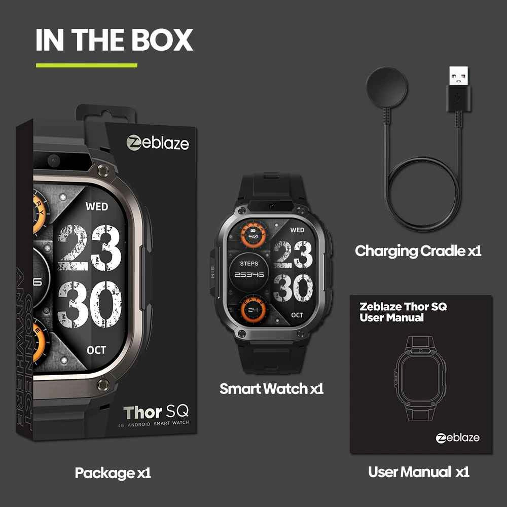 Zeblaze Thor SQ Smartwatch with Heart Rate Monitor (Black) view 2