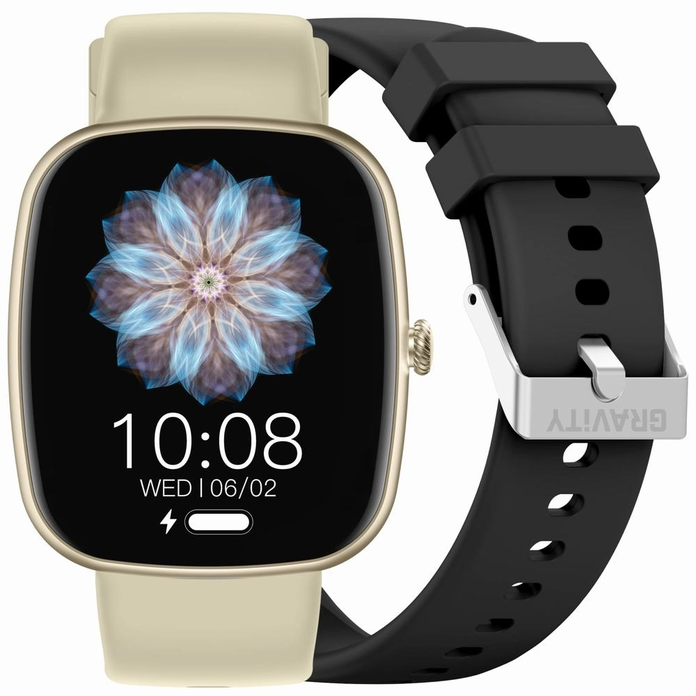 Smartwatch Gravity Gt18-7 Beige Silicone Strap Black
