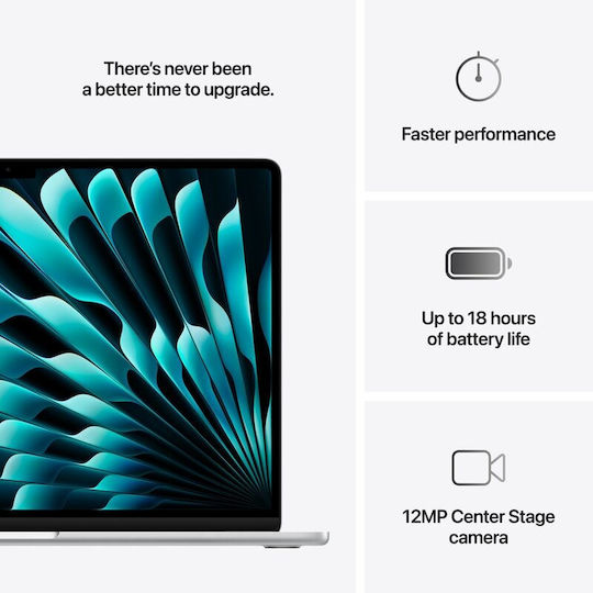 Apple MacBook Air 15.3" IPS Retina Display (M4-10‑core/16GB/256GB SSD/10-Core) Silver (GR Keyboard) vista 2