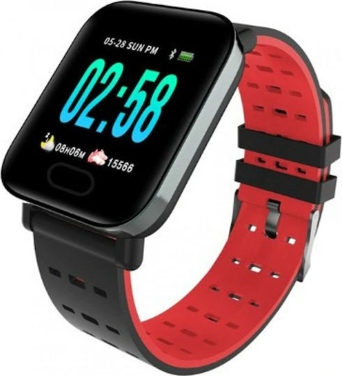 A6 Smartwatch with Heart Rate Monitor (Red)