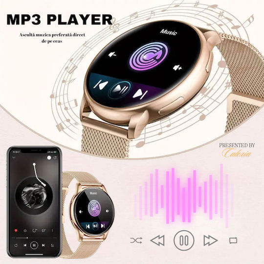 Ceas Y11 42mm Smartwatch with Heart Rate Monitor (Gold) view 6